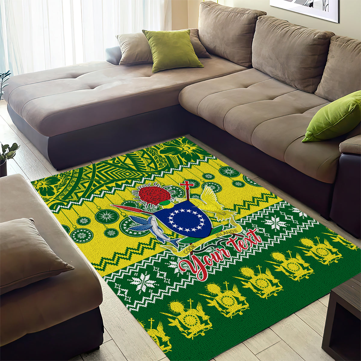 Personalised Cook Islands Christmas Area Rug Santa Beach Meri Kiritimiti LT9 - Wonder Print Shop