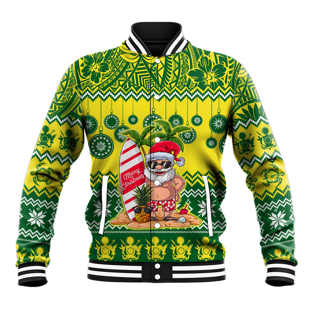 Personalised Cook Islands Christmas Baseball Jacket Santa Beach Meri Kiritimiti LT9 - Wonder Print Shop