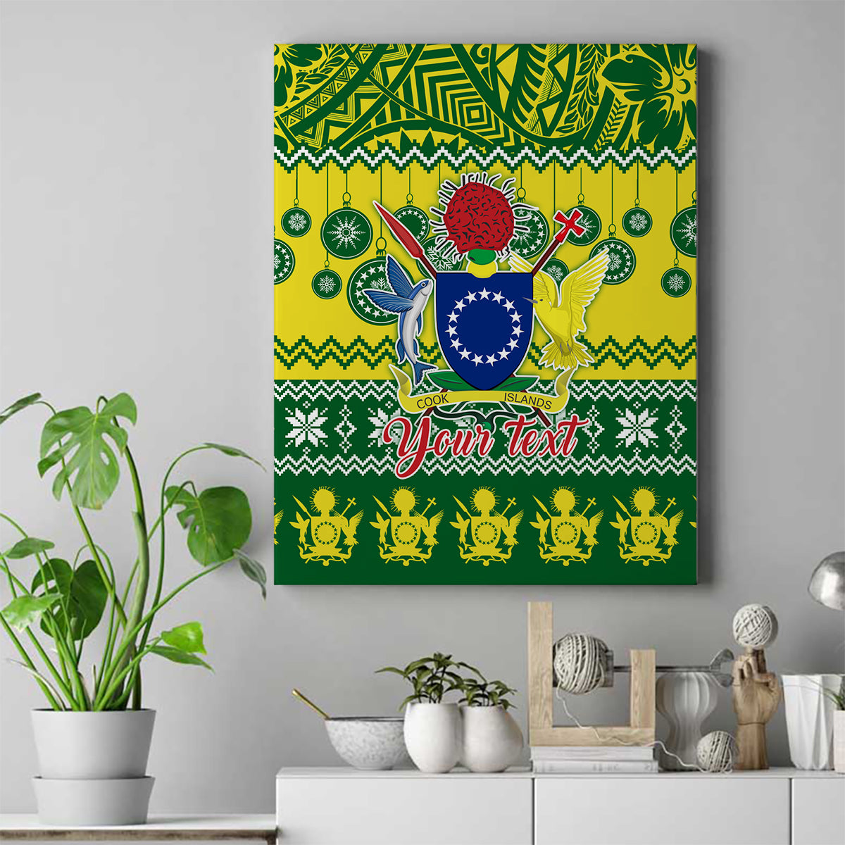 Personalised Cook Islands Christmas Canvas Wall Art Santa Beach Meri Kiritimiti LT9 - Wonder Print Shop
