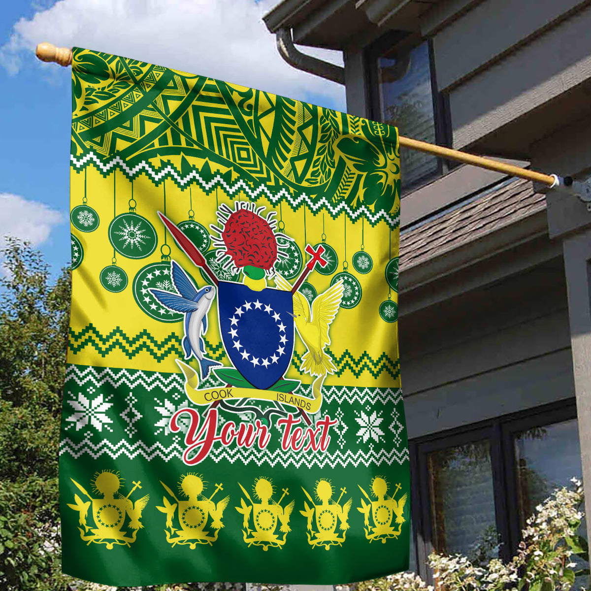 Personalised Cook Islands Christmas Garden Flag Santa Beach Meri Kiritimiti - Wonder Print Shop