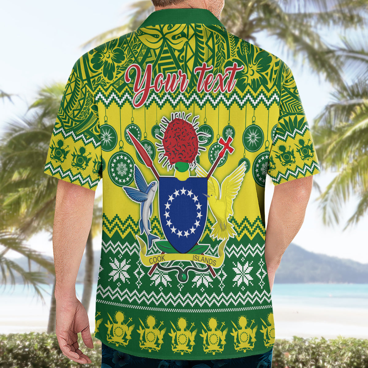 Personalised Cook Islands Christmas Hawaiian Shirt Santa Beach Meri Kiritimiti - Wonder Print Shop