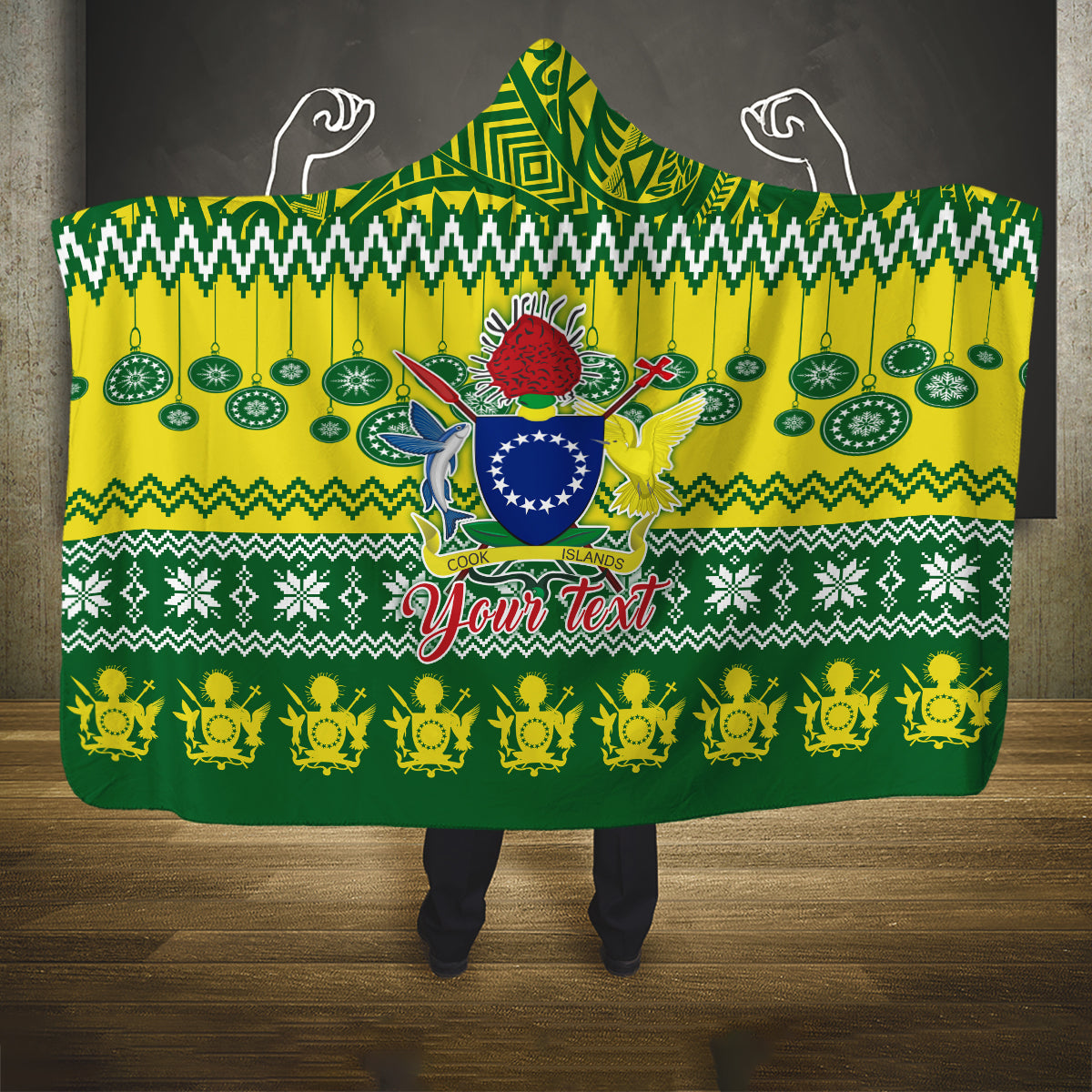 personalised-cook-islands-christmas-hooded-blanket-santa-beach-meri-kiritimiti