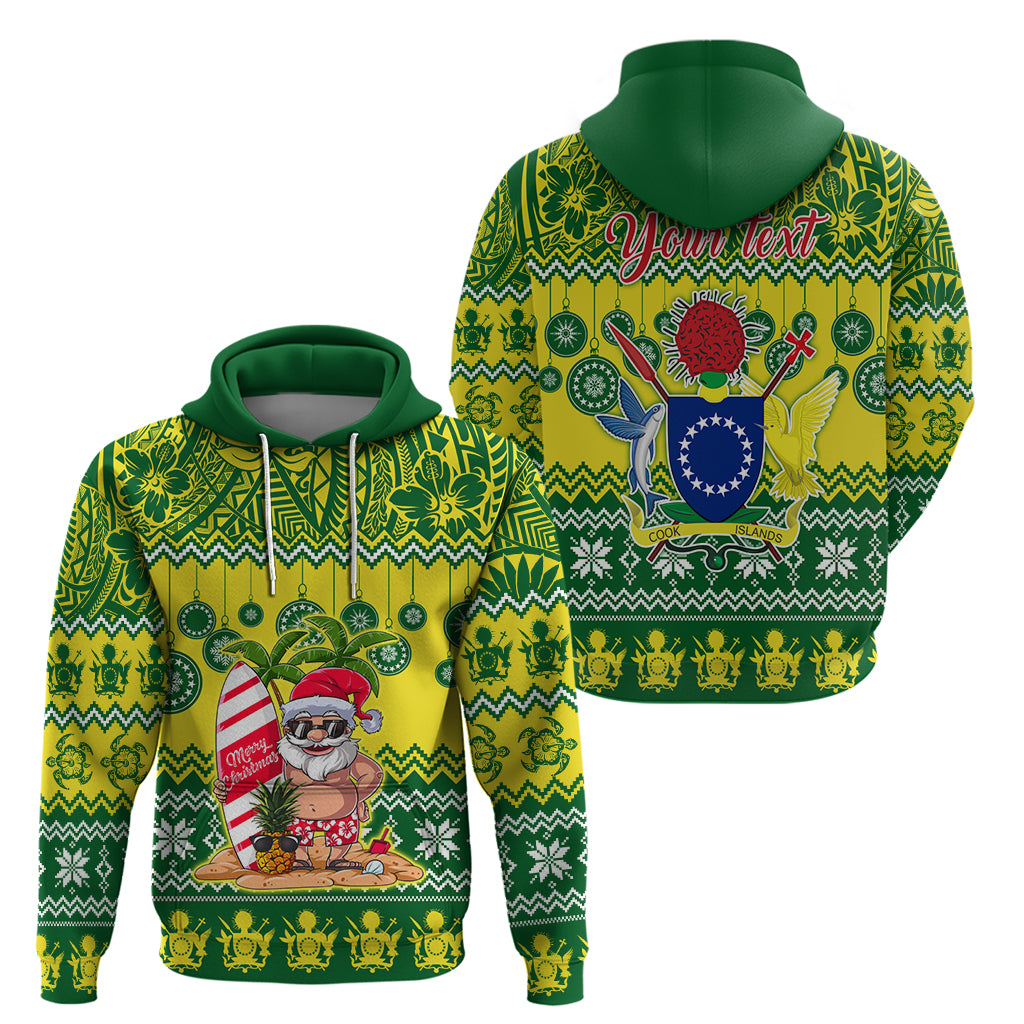 Personalised Cook Islands Christmas Hoodie Santa Beach Meri Kiritimiti - Wonder Print Shop