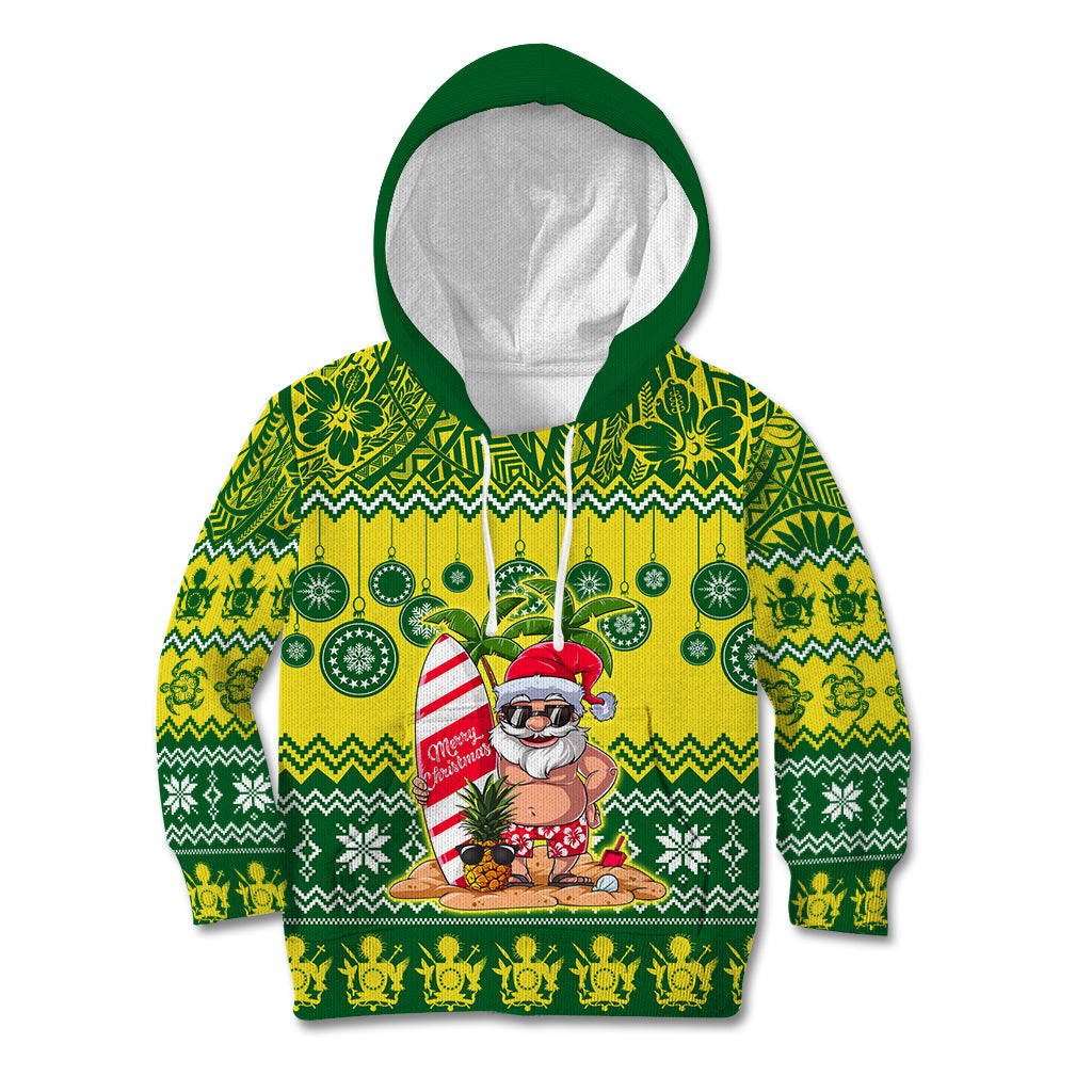 Personalised Cook Islands Christmas Kid Hoodie Santa Beach Meri Kiritimiti - Wonder Print Shop