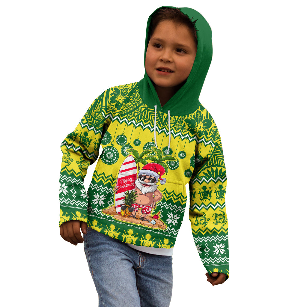 Personalised Cook Islands Christmas Kid Hoodie Santa Beach Meri Kiritimiti - Wonder Print Shop