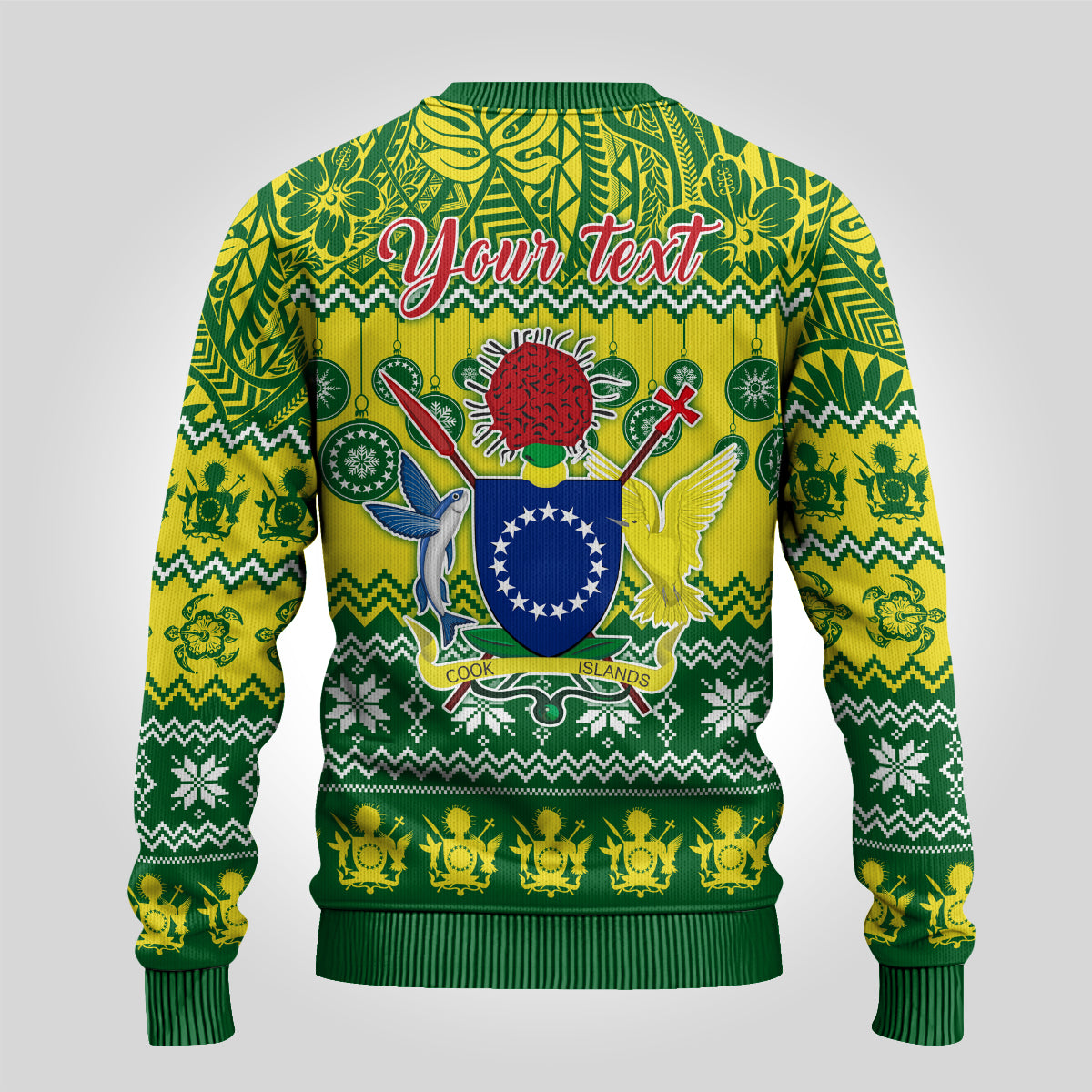 Personalised Cook Islands Christmas Ugly Christmas Sweater Santa Beach Meri Kiritimiti - Wonder Print Shop