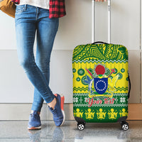 Personalised Cook Islands Christmas Luggage Cover Santa Beach Meri Kiritimiti - Wonder Print Shop