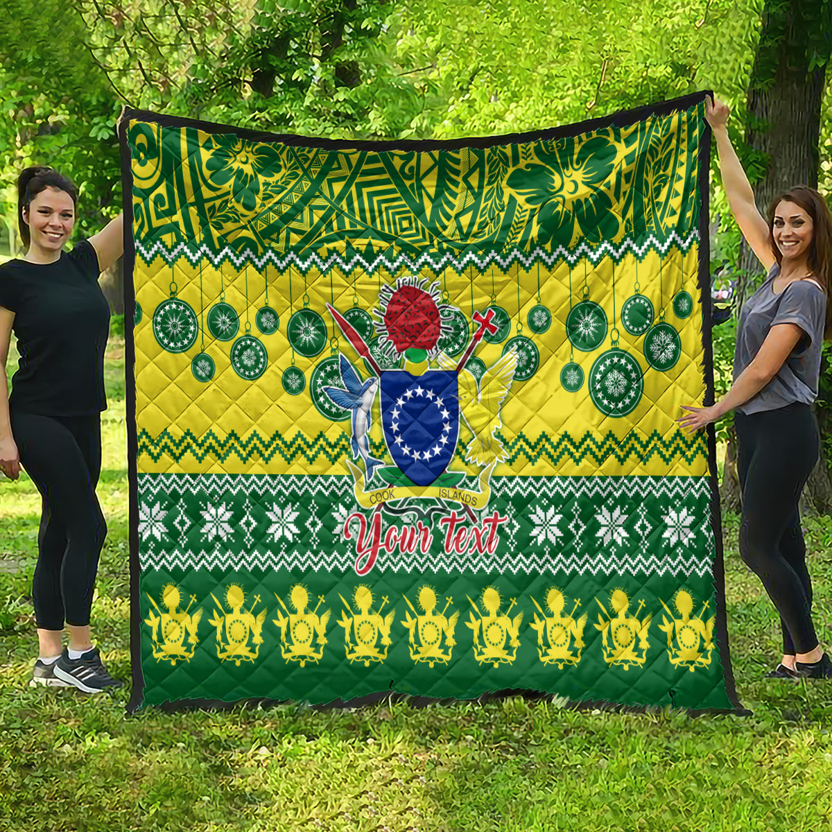 Personalised Cook Islands Christmas Quilt Santa Beach Meri Kiritimiti - Wonder Print Shop