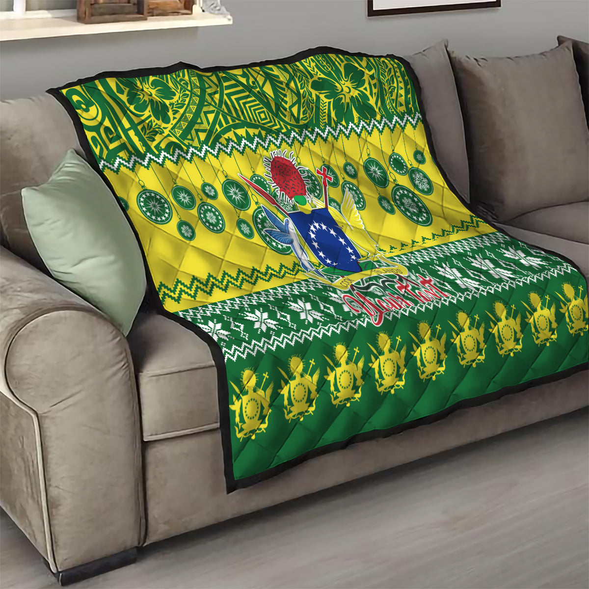 Personalised Cook Islands Christmas Quilt Santa Beach Meri Kiritimiti - Wonder Print Shop