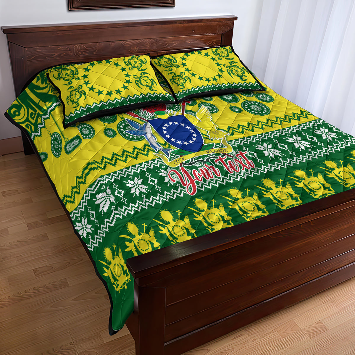 Personalised Cook Islands Christmas Quilt Bed Set Santa Beach Meri Kiritimiti - Wonder Print Shop