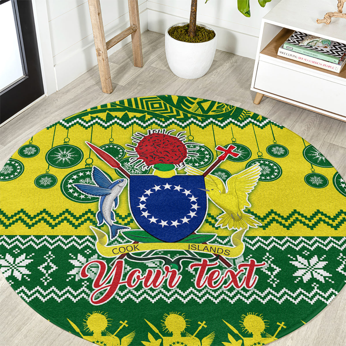 personalised-cook-islands-christmas-round-carpet-santa-beach-meri-kiritimiti