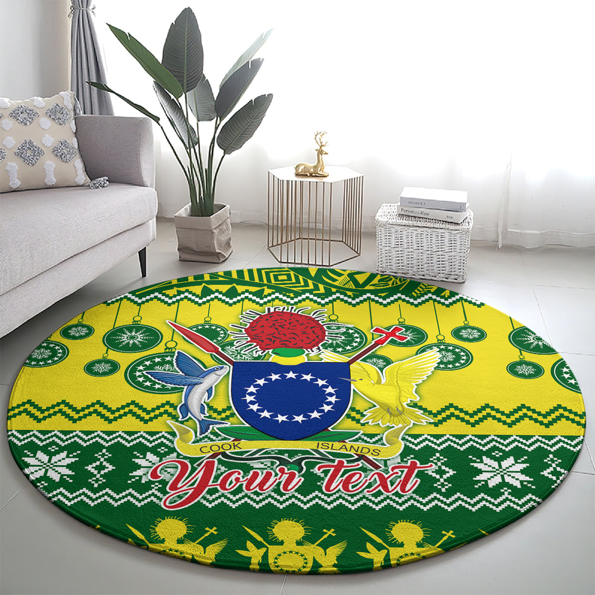 personalised-cook-islands-christmas-round-carpet-santa-beach-meri-kiritimiti