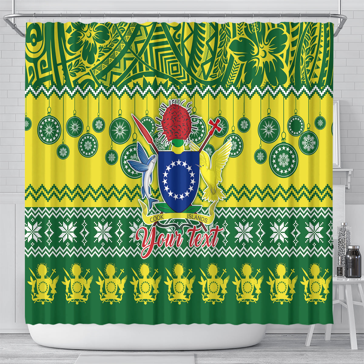 personalised-cook-islands-christmas-shower-curtain-santa-beach-meri-kiritimiti
