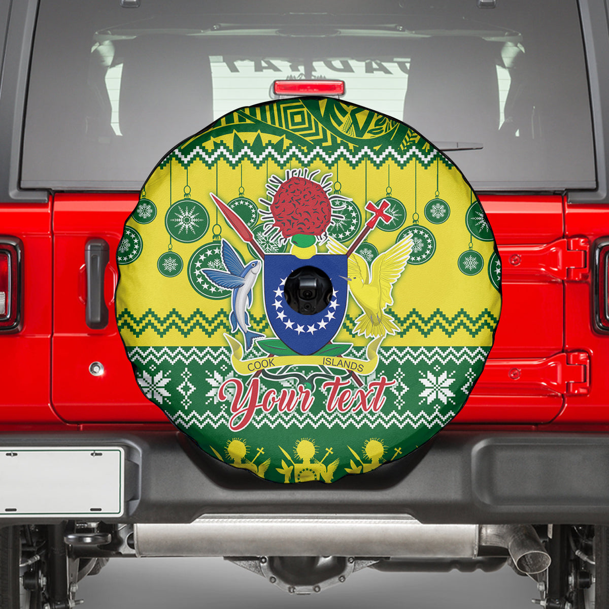 Personalised Cook Islands Christmas Spare Tire Cover Santa Beach Meri Kiritimiti - Wonder Print Shop