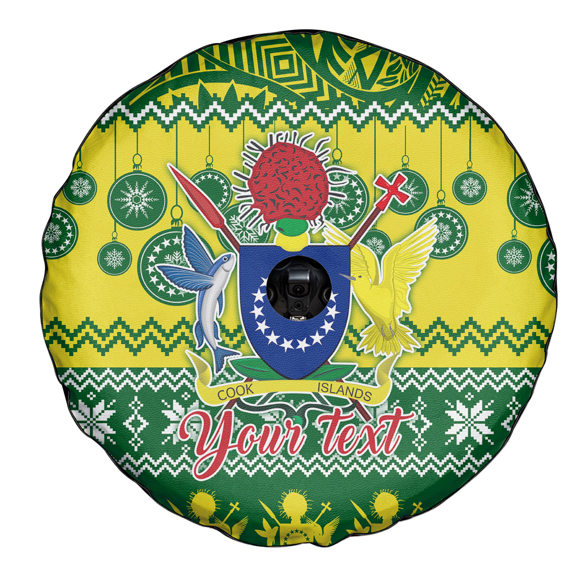 Personalised Cook Islands Christmas Spare Tire Cover Santa Beach Meri Kiritimiti - Wonder Print Shop