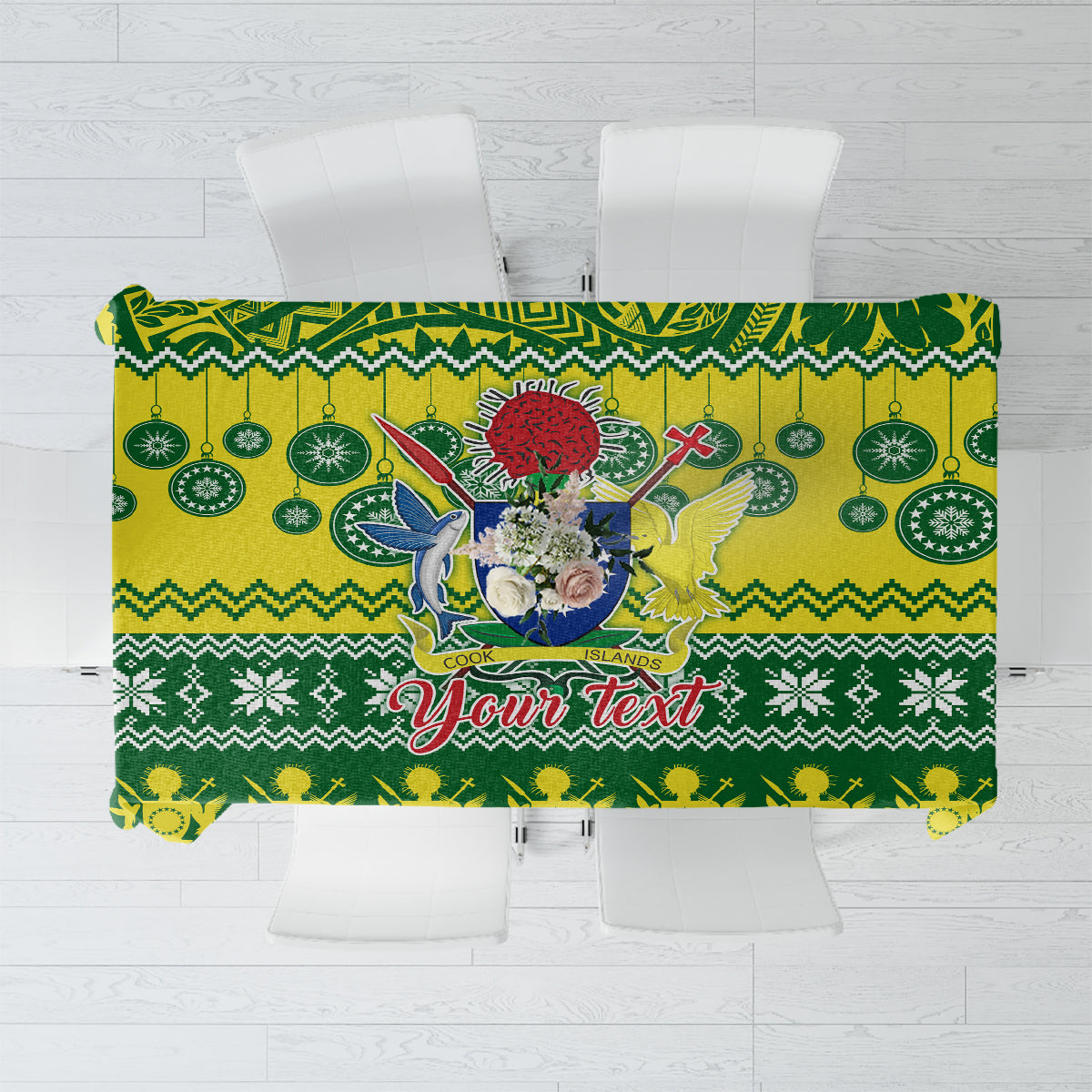 Personalised Cook Islands Christmas Tablecloth Santa Beach Meri Kiritimiti - Wonder Print Shop