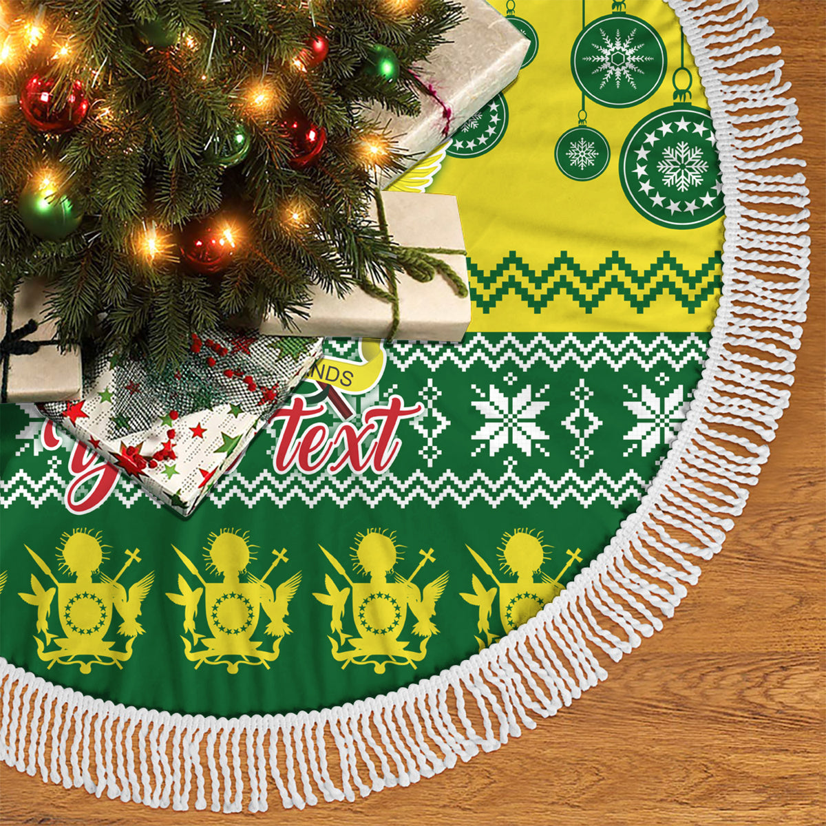 Personalised Cook Islands Christmas Tree Skirt Santa Beach Meri Kiritimiti - Wonder Print Shop