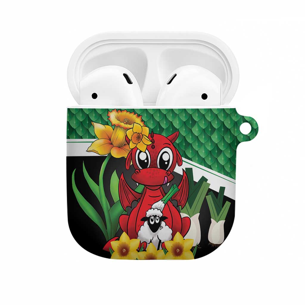 Saint David's Day AirPods Case Green Welsh Dragon Daffodil Sheep Leak - Wonder Print Shop