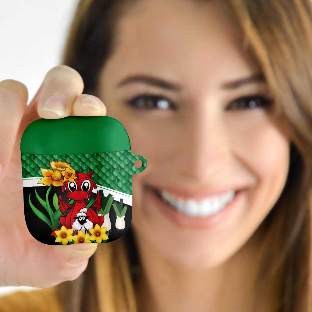 Saint David's Day AirPods Case Green Welsh Dragon Daffodil Sheep Leak - Wonder Print Shop