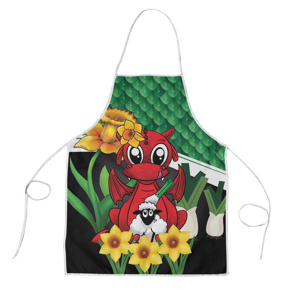 Saint David's Day Apron Green Welsh Dragon Daffodil Sheep Leak - Wonder Print Shop