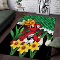 Saint David's Day Area Rug Green Welsh Dragon Daffodil Sheep Leak - Wonder Print Shop