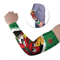 Saint David's Day Personalized Arm Sleeves Green Welsh Dragon Daffodil Sheep Leak - Wonder Print Shop