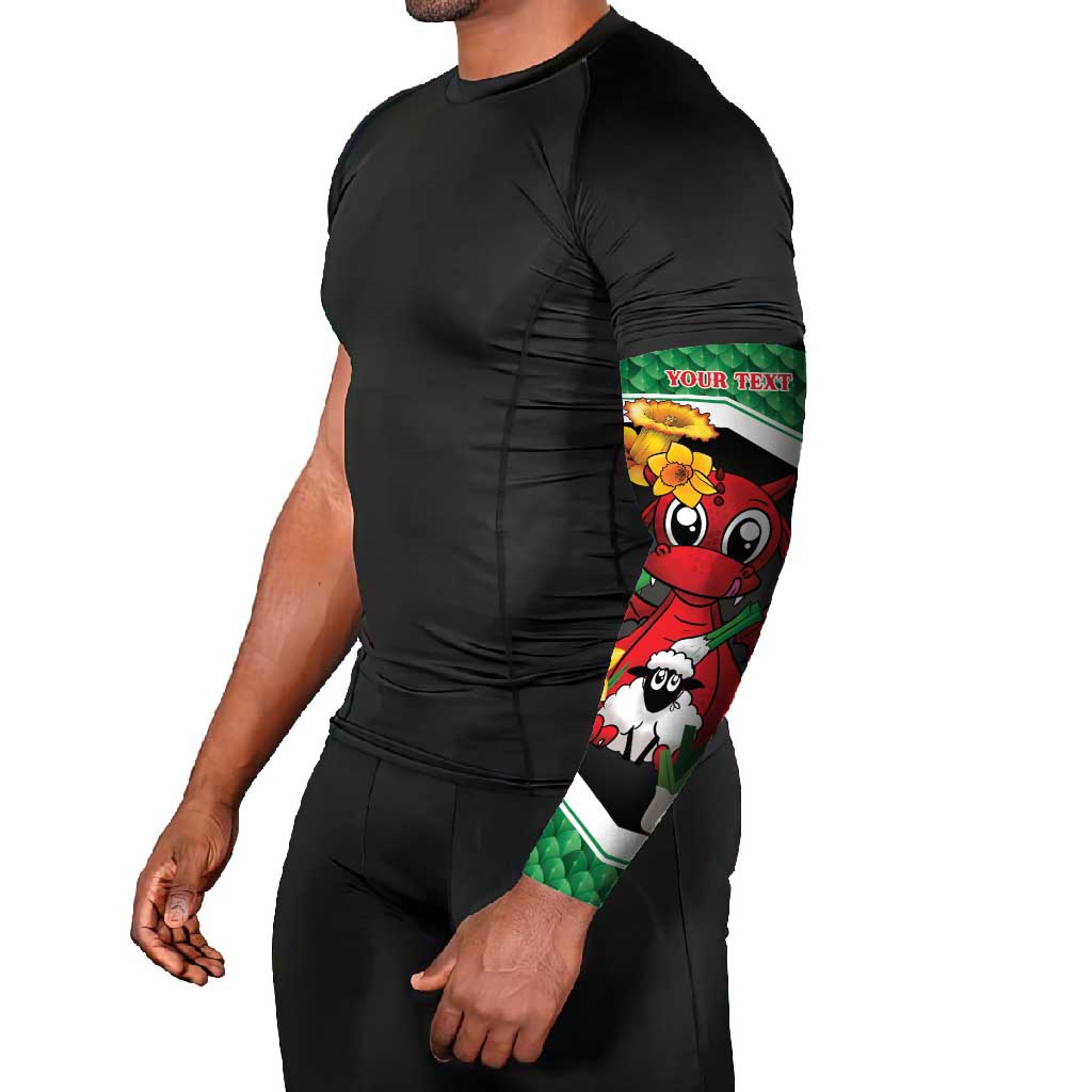 Saint David's Day Personalized Arm Sleeves Green Welsh Dragon Daffodil Sheep Leak - Wonder Print Shop