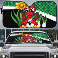 Saint David's Day Auto Sun Shade Green Welsh Dragon Daffodil Sheep Leak - Wonder Print Shop