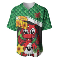 Saint David's Day Personalized Baseball Jersey Green Welsh Dragon Daffodil Sheep Leak - Wonder Print Shop
