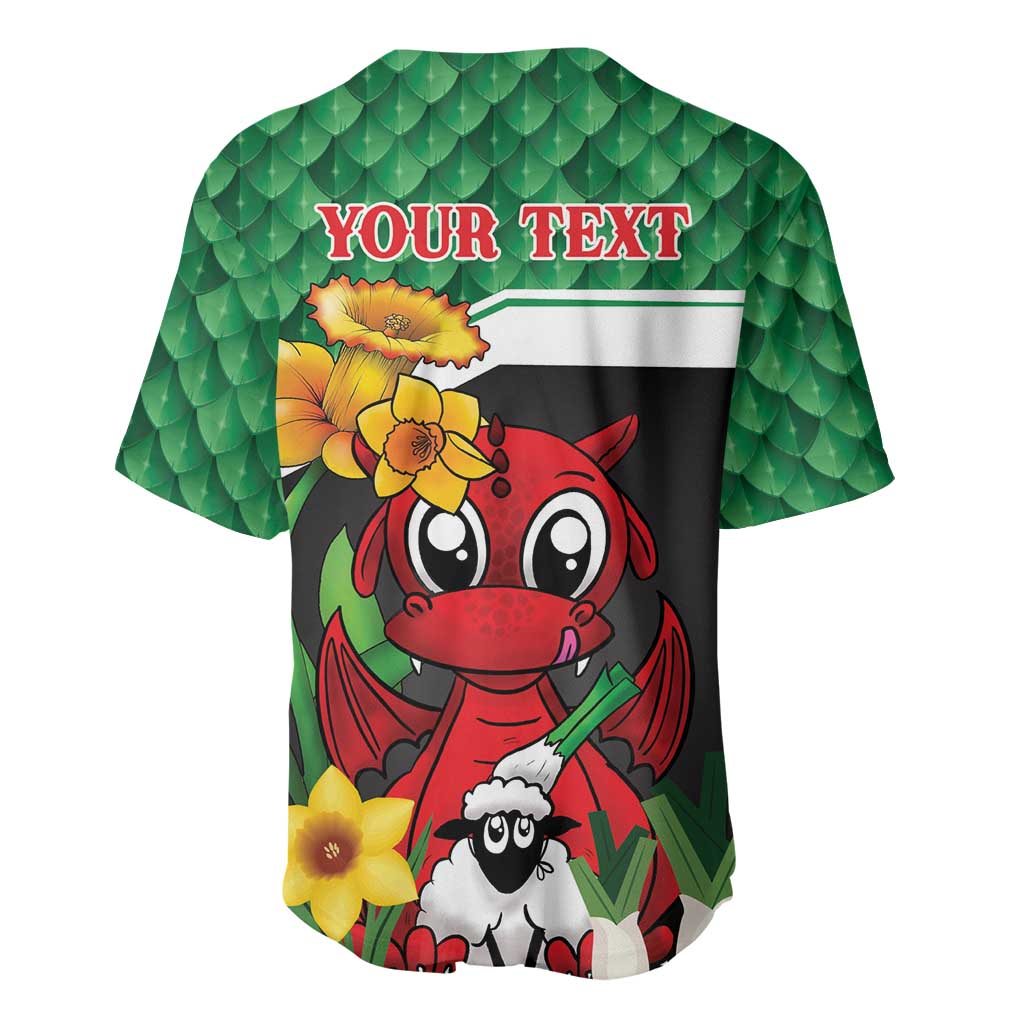 Saint David's Day Personalized Baseball Jersey Green Welsh Dragon Daffodil Sheep Leak - Wonder Print Shop