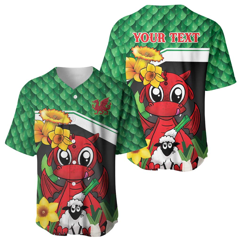 Saint David's Day Personalized Baseball Jersey Green Welsh Dragon Daffodil Sheep Leak - Wonder Print Shop