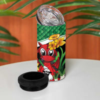 Saint David's Day Personalized 4 in 1 Can Cooler Tumbler Green Welsh Dragon Daffodil Sheep Leak - Wonder Print Shop
