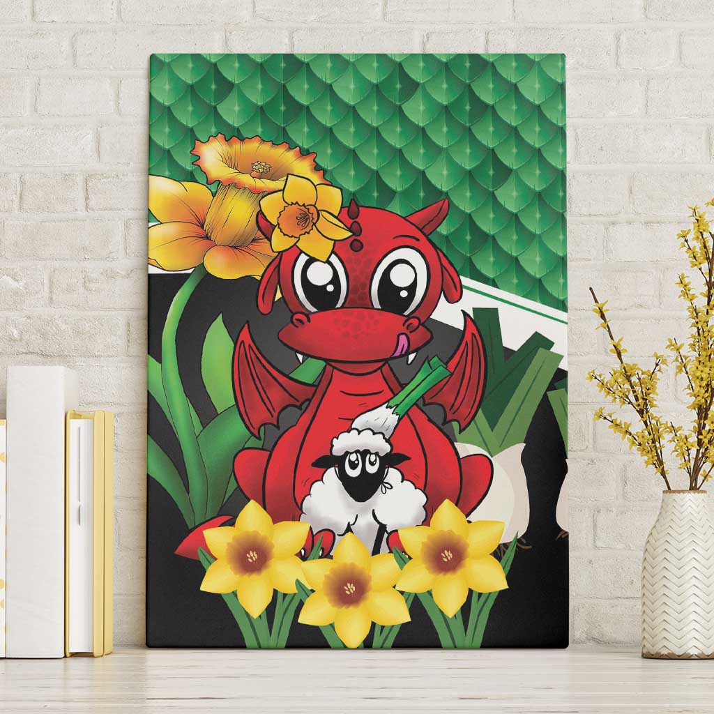 Saint David's Day Canvas Wall Art Green Welsh Dragon Daffodil Sheep Leak - Wonder Print Shop