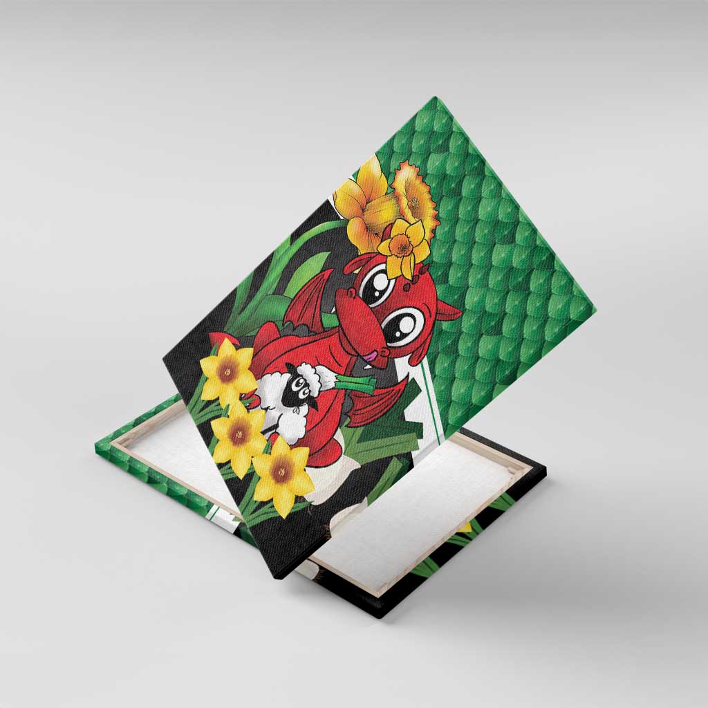 Saint David's Day Canvas Wall Art Green Welsh Dragon Daffodil Sheep Leak - Wonder Print Shop