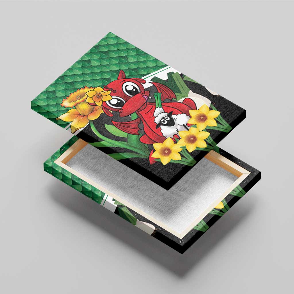 Saint David's Day Canvas Wall Art Green Welsh Dragon Daffodil Sheep Leak - Wonder Print Shop