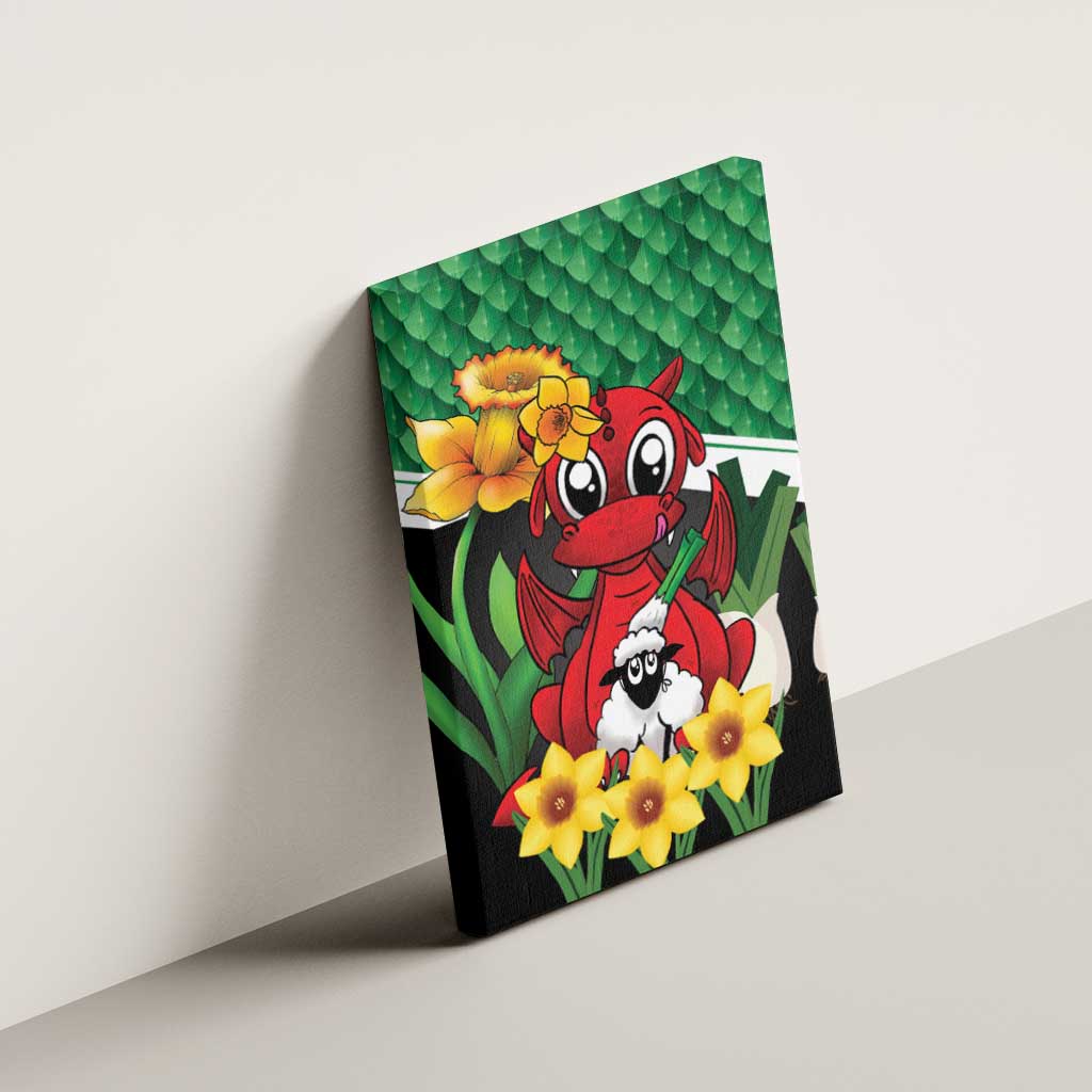 Saint David's Day Canvas Wall Art Green Welsh Dragon Daffodil Sheep Leak - Wonder Print Shop