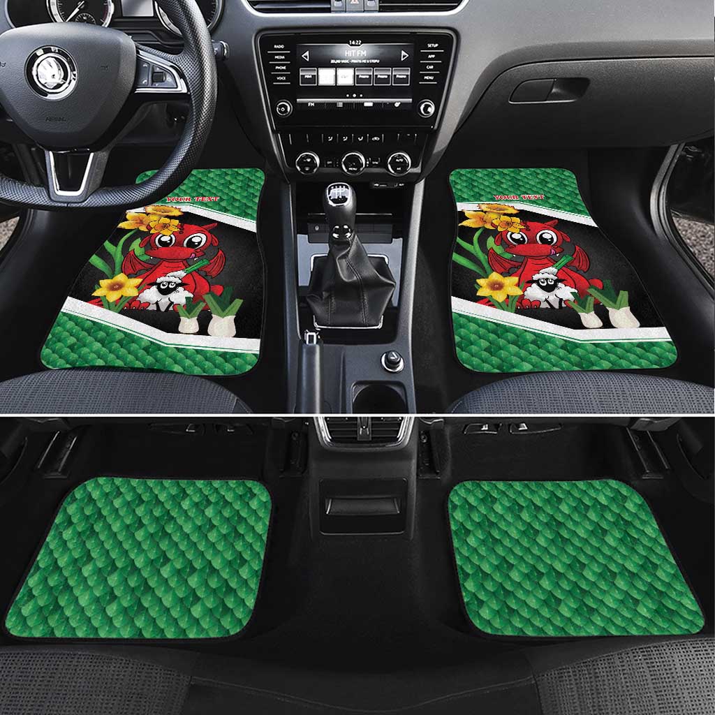 Saint David's Day Personalized Car Mats Green Welsh Dragon Daffodil Sheep Leak - Wonder Print Shop
