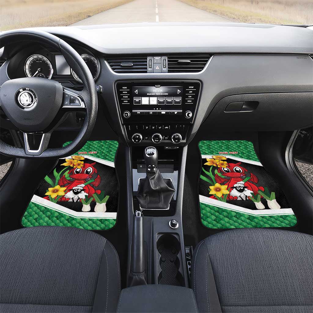 Saint David's Day Personalized Car Mats Green Welsh Dragon Daffodil Sheep Leak - Wonder Print Shop