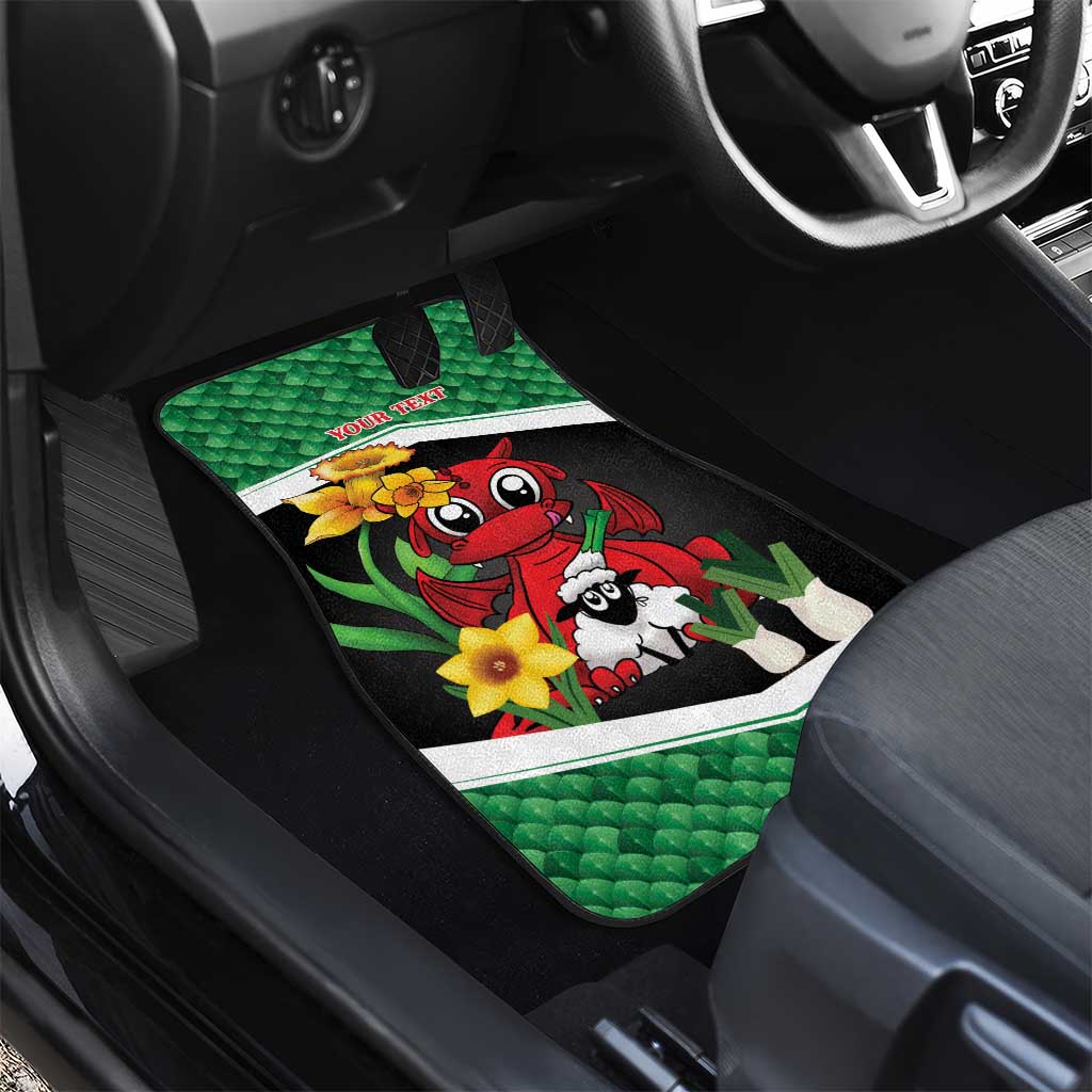 Saint David's Day Personalized Car Mats Green Welsh Dragon Daffodil Sheep Leak - Wonder Print Shop