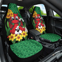 Saint David's Day Car Seat Cover Green Welsh Dragon Daffodil Sheep Leak - Wonder Print Shop