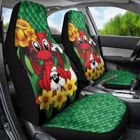 Saint David's Day Car Seat Cover Green Welsh Dragon Daffodil Sheep Leak - Wonder Print Shop