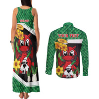 Saint David's Day Personalized Couples Matching Tank Maxi Dress and Long Sleeve Button Shirt Green Welsh Dragon Daffodil Sheep Leak - Wonder Print Shop