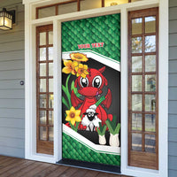 Saint David's Day Personalized Door Cover Green Welsh Dragon Daffodil Sheep Leak - Wonder Print Shop