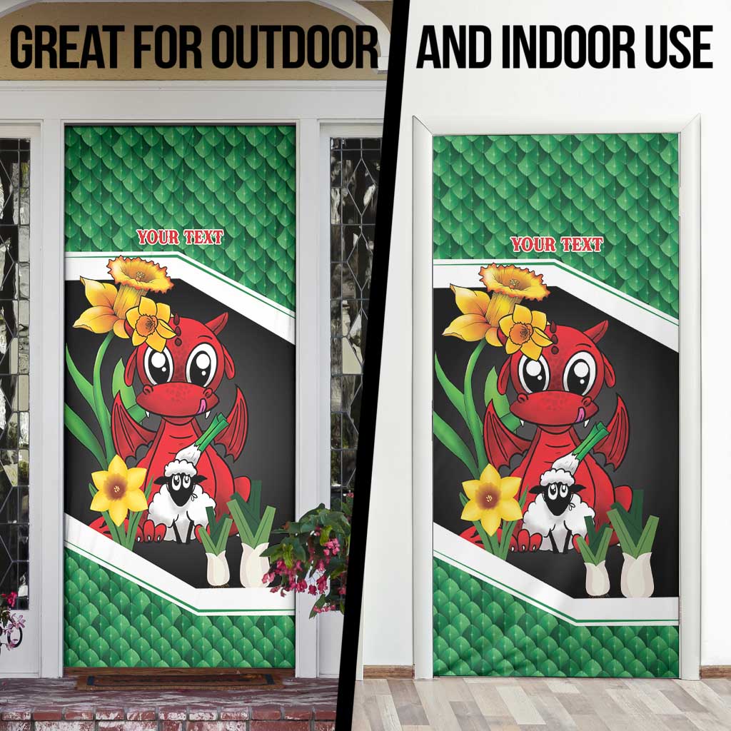 Saint David's Day Personalized Door Cover Green Welsh Dragon Daffodil Sheep Leak - Wonder Print Shop