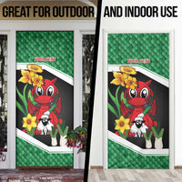 Saint David's Day Personalized Door Cover Green Welsh Dragon Daffodil Sheep Leak - Wonder Print Shop