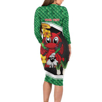 Saint David's Day Personalized Family Matching Long Sleeve Bodycon Dress and Hawaiian Shirt Green Welsh Dragon Daffodil Sheep Leak - Wonder Print Shop