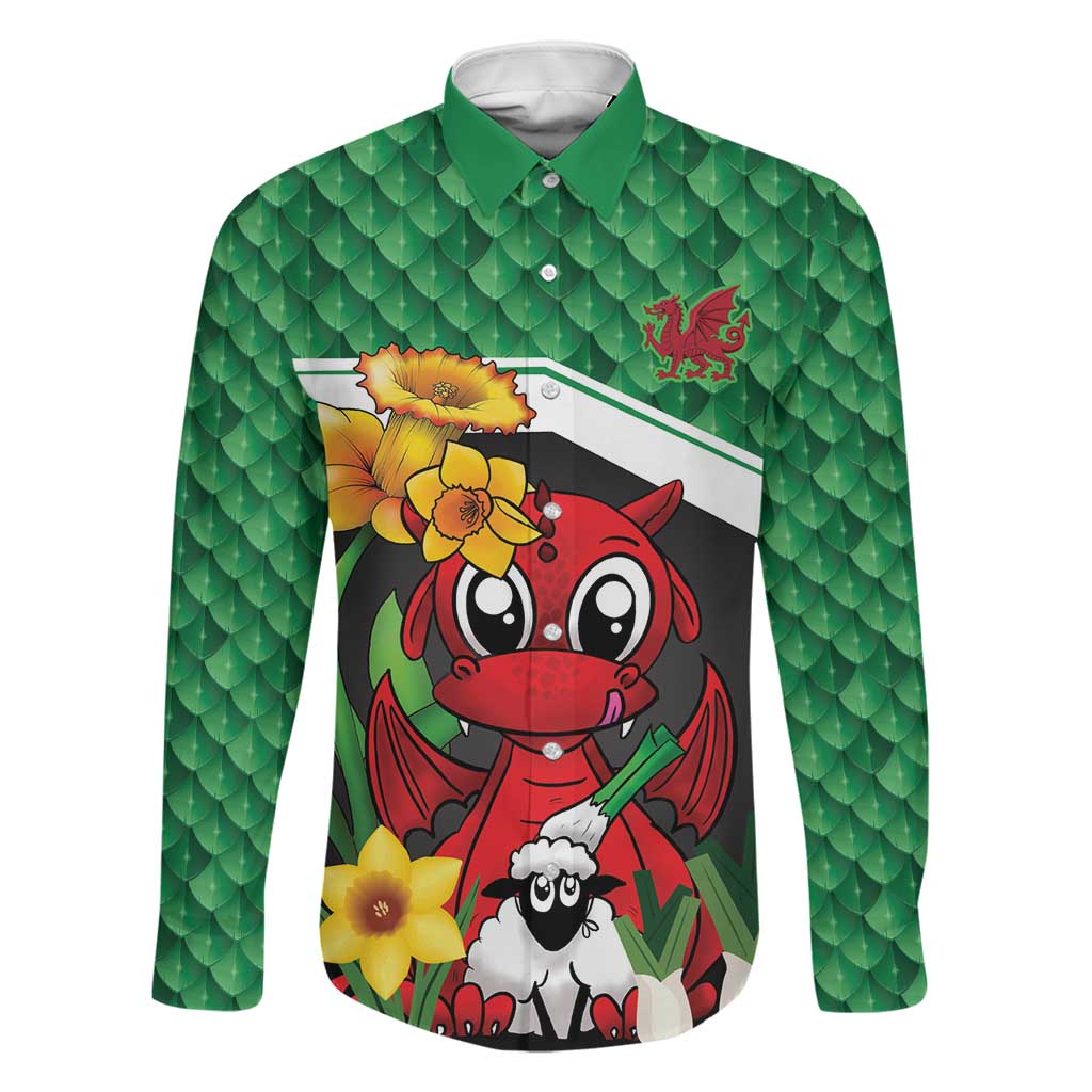 Saint David's Day Personalized Family Matching Off Shoulder Maxi Dress and Hawaiian Shirt Green Welsh Dragon Daffodil Sheep Leak - Wonder Print Shop
