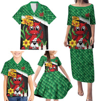 Saint David's Day Personalized Family Matching Puletasi and Hawaiian Shirt Green Welsh Dragon Daffodil Sheep Leak - Wonder Print Shop
