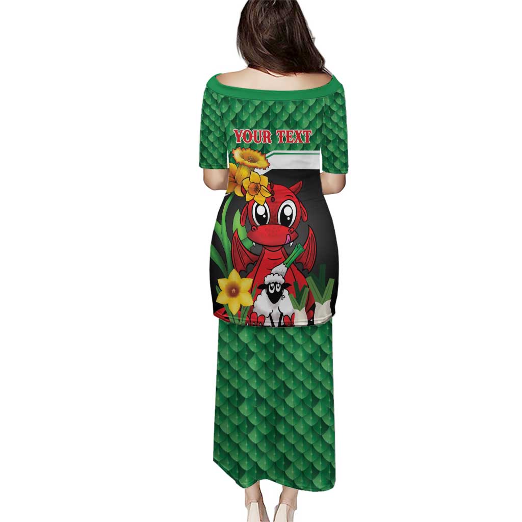 Saint David's Day Personalized Family Matching Puletasi and Hawaiian Shirt Green Welsh Dragon Daffodil Sheep Leak - Wonder Print Shop