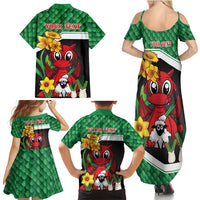 Saint David's Day Personalized Family Matching Summer Maxi Dress and Hawaiian Shirt Green Welsh Dragon Daffodil Sheep Leak - Wonder Print Shop